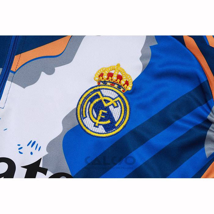 Tuta da Track di Felpa Real Madrid Bambino 2025-2026 Blu Bianco